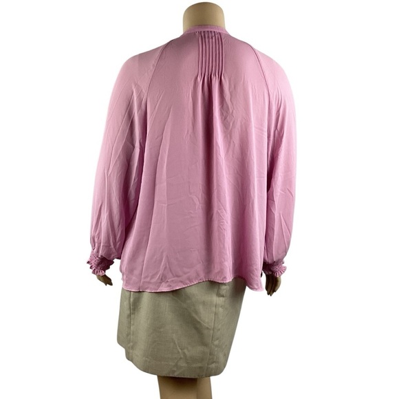 Torrid Mauve Mist Georgette Smocked Blouson Sleeve Blouse Size 2X Feminine Boho - Picture 5 of 7